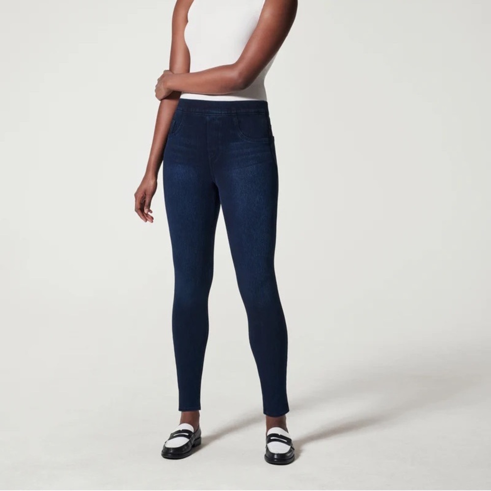 Spanx Jean-ish Ankle Leggings Jeans Dark Blue Twilight Rinse Small